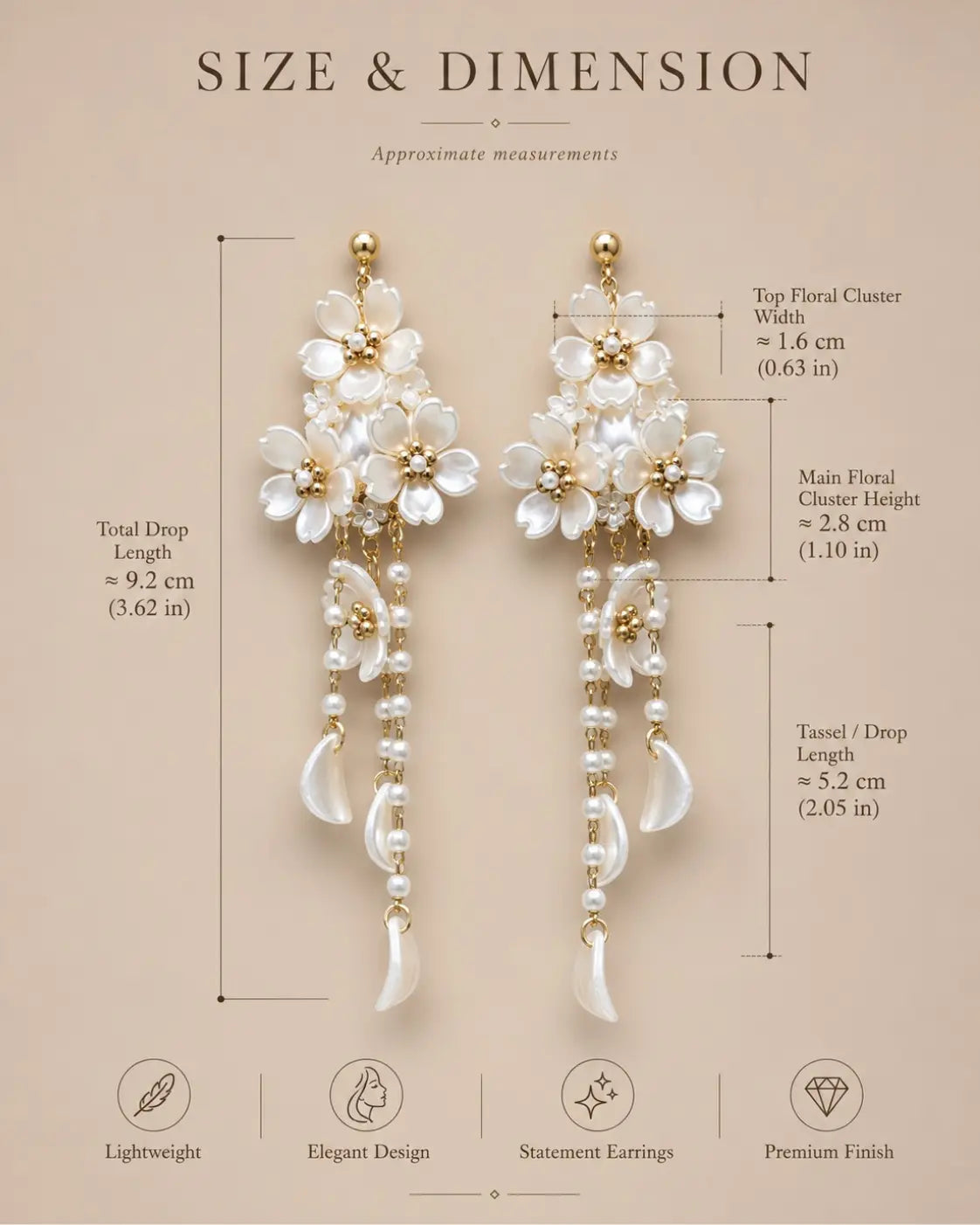 Anti Tarnish Floral Pearl Chandelier Earrings Shimmera