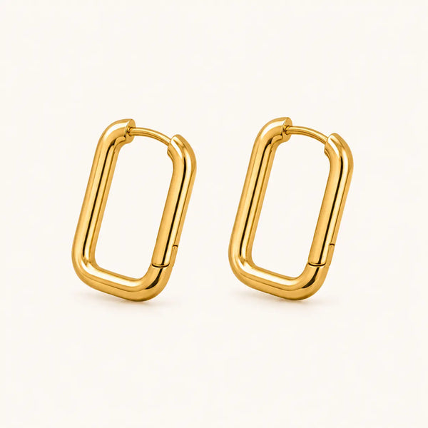 Rectangular Gold Hoop Earrings for Women | Tarnish-Resistant Gold Earrings | Shimmera