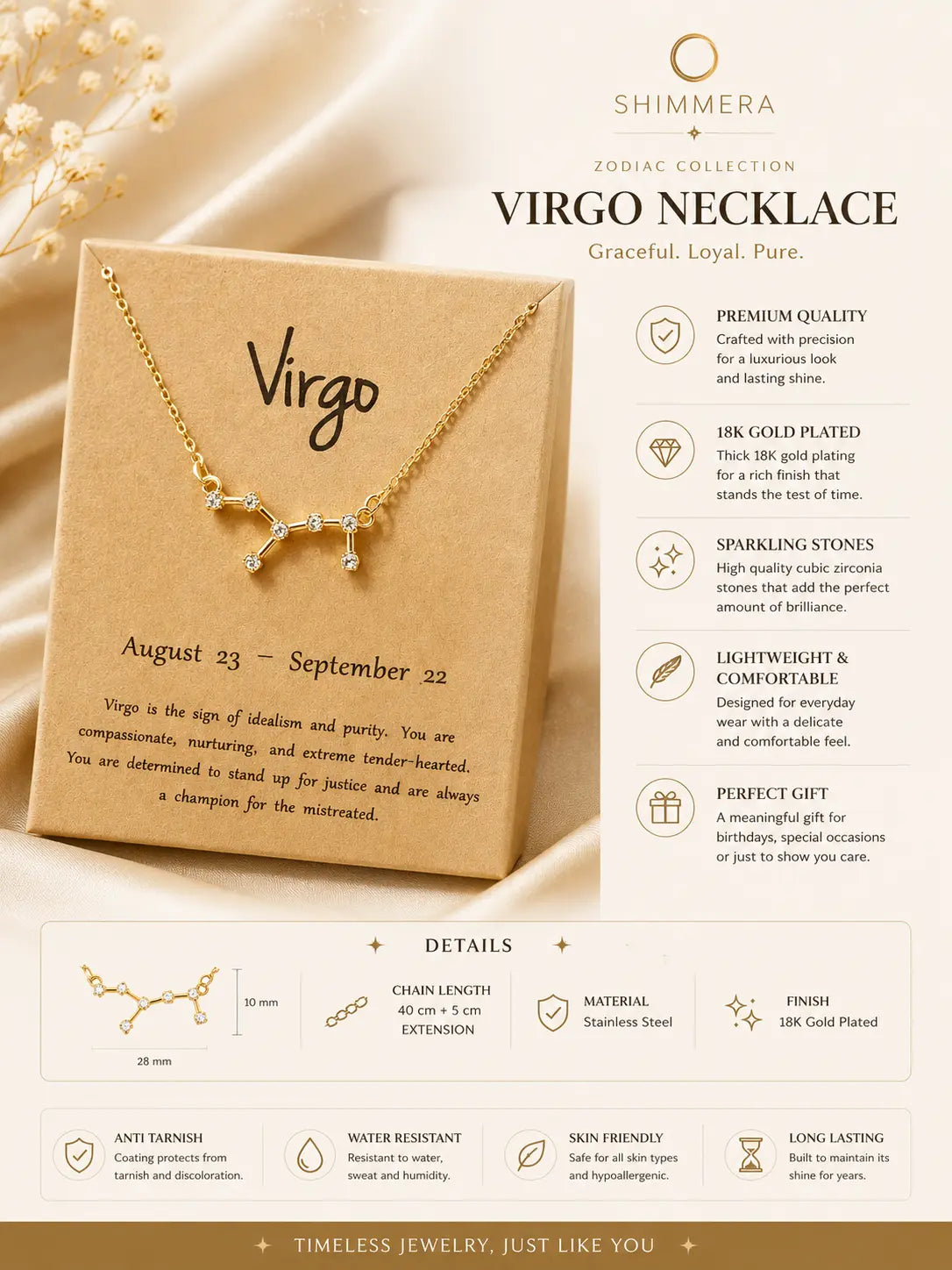 Virgo Zodiac Constellation Pendant Chain My Store