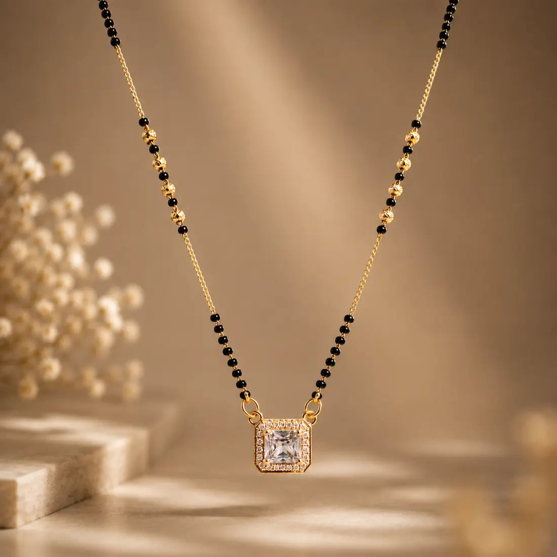 Anti Tarnish Square CZ Mangalsutra Shimmera