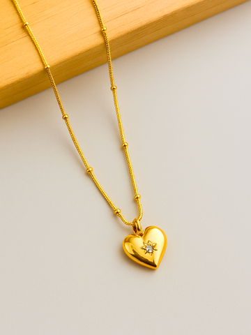 Anti tarnish 18k gold plated heart pendant chain