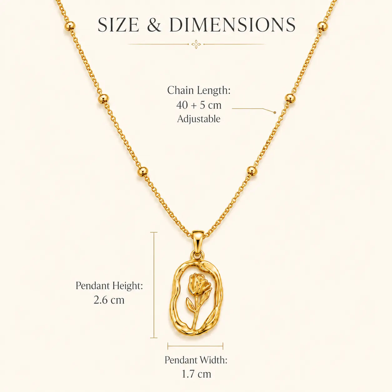 Anti-Tarnish 18k Gold-Plated Floral Design Pendant with Chain Shimmera