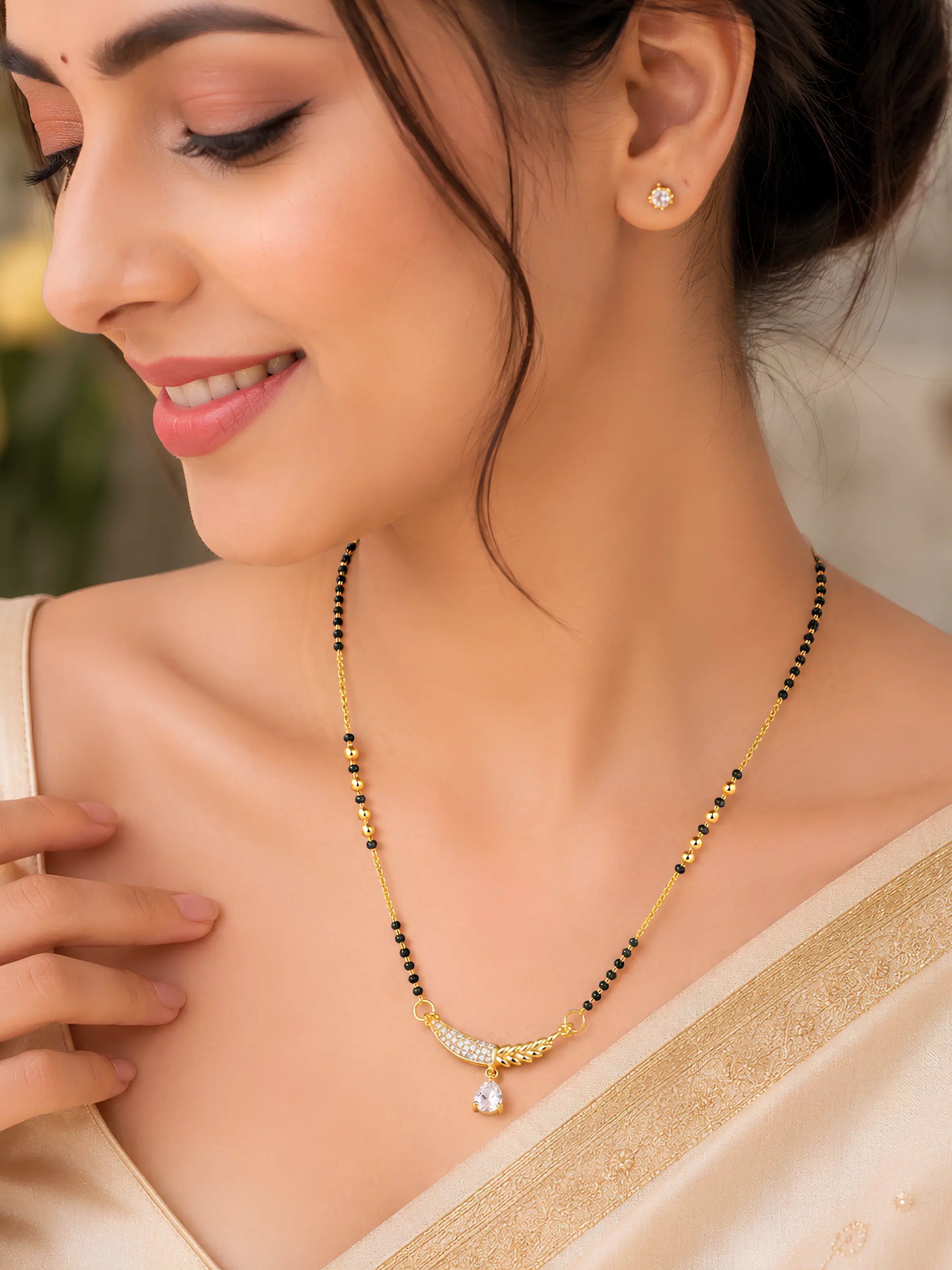 Anti Tarnish Leaf Drop Mangalsutra Shimmera