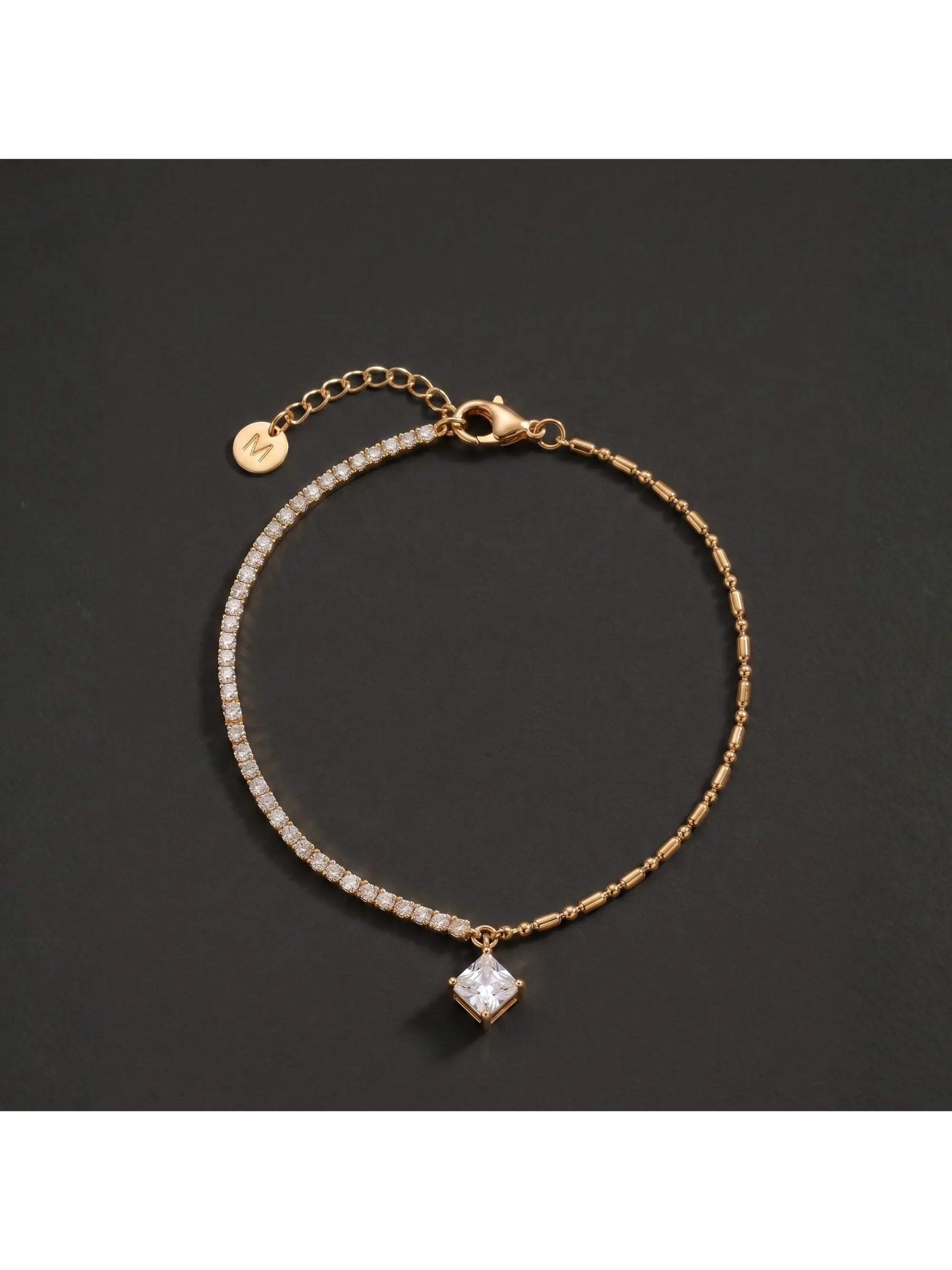 Anti-Tarnish Square Stone Anklet - Shimmera