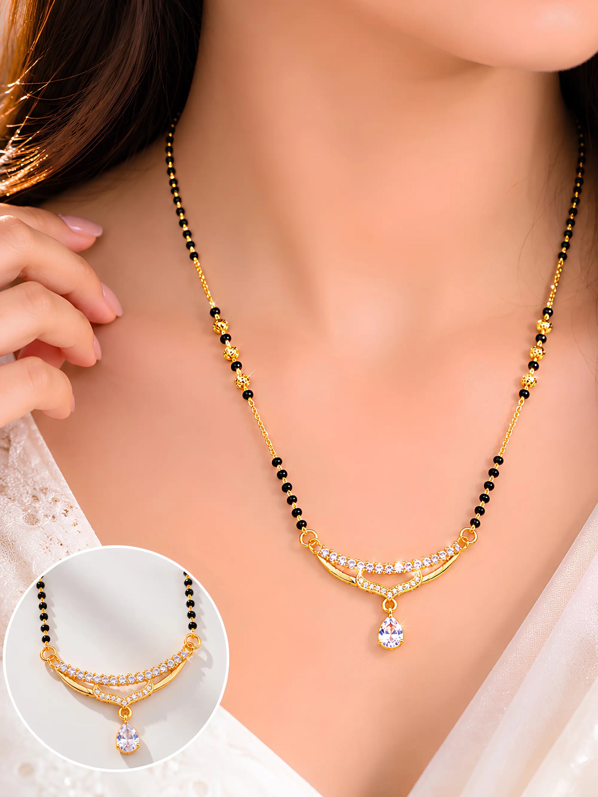 Anti Tarnish V-Curve Mangalsutra Shimmera