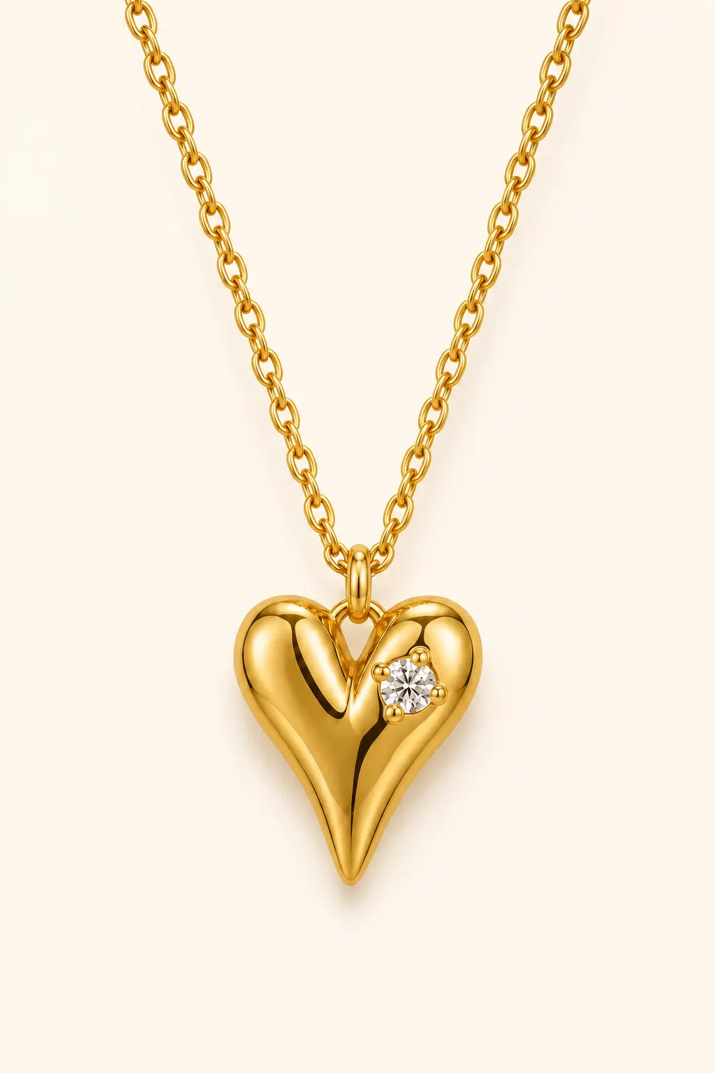 Anti Tarnish Crystal Heart Pendant Chain Shimmera