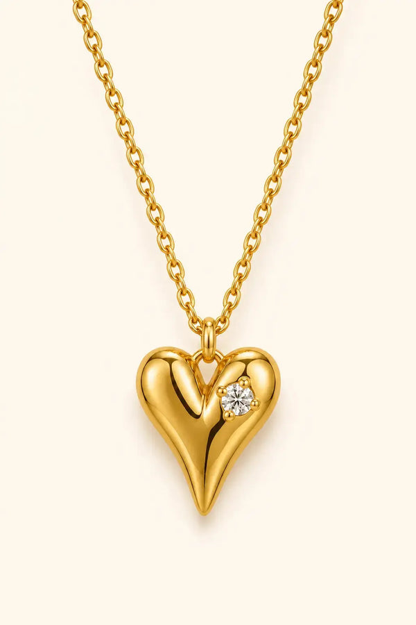 Anti Tarnish Crystal Heart Pendant Chain