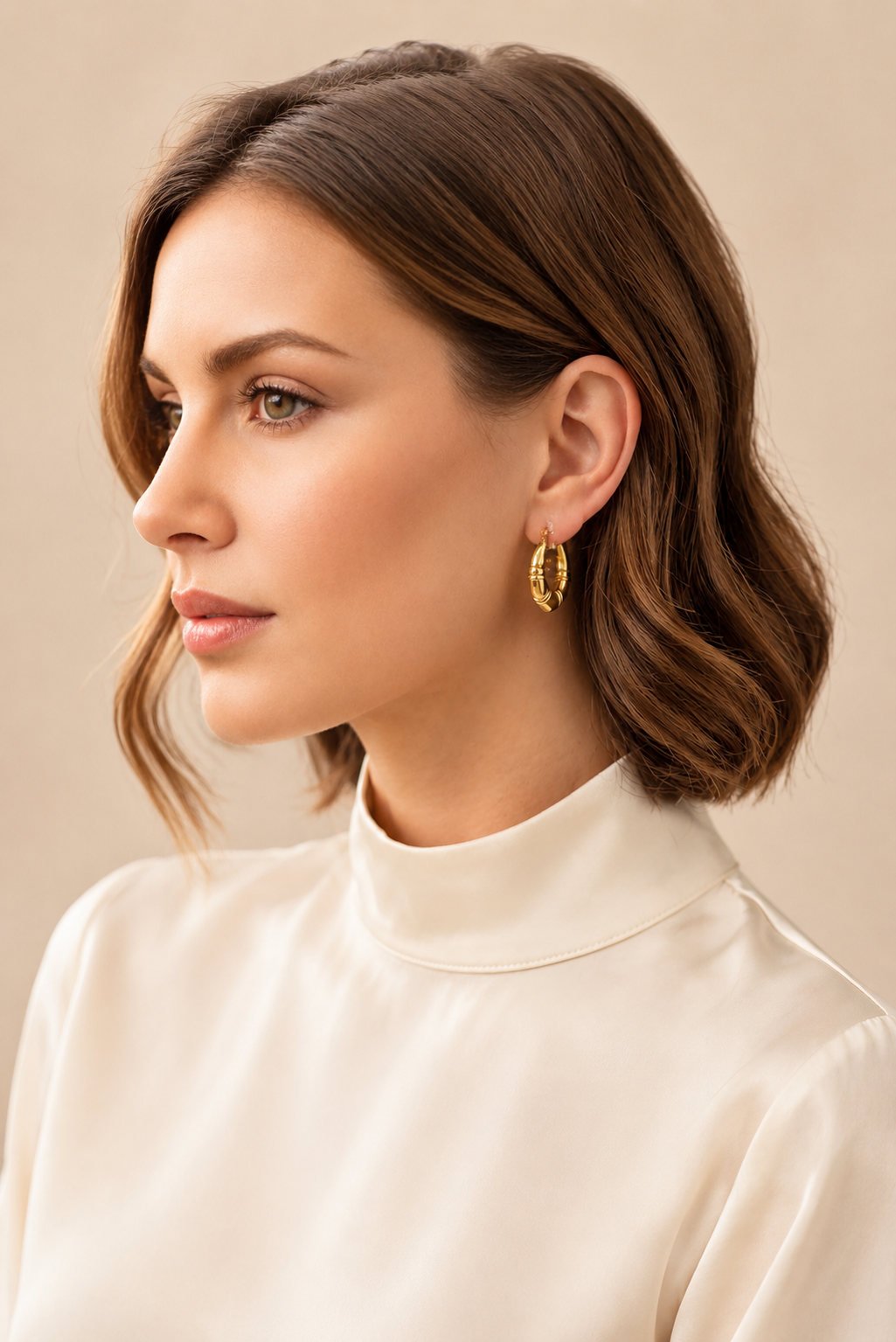 Anti Tarnish Bamboo Hoop Earrings - Shimmera