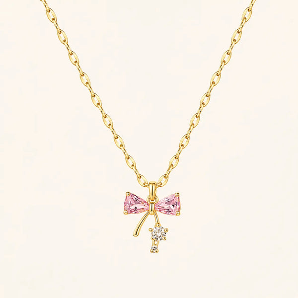 Anti-Tarnish 18K Gold-Plated Bow Pendant Chain