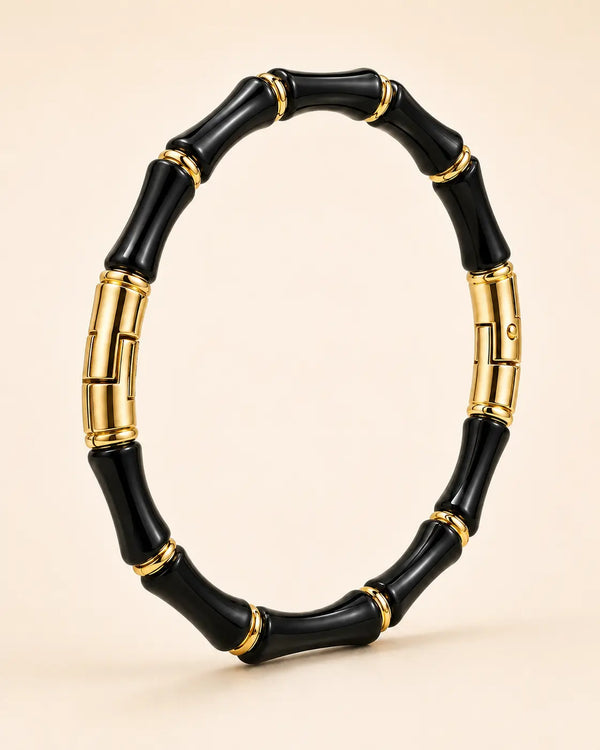 Anti tarnish Black & Gold Bamboo Bracelet