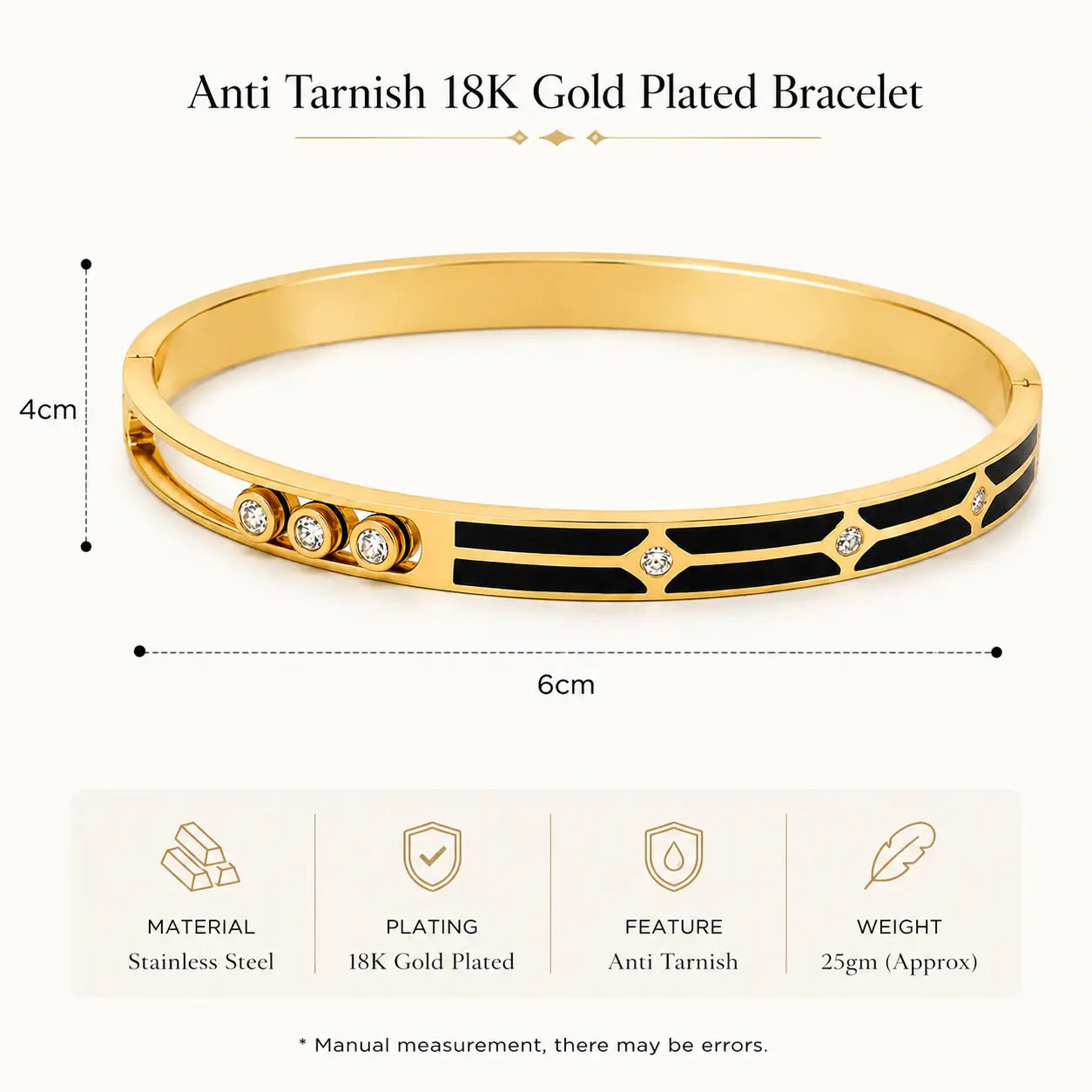 Anti-Tarnish 18K Gold Plated Cubic Zirconia Bracelet Shimmera
