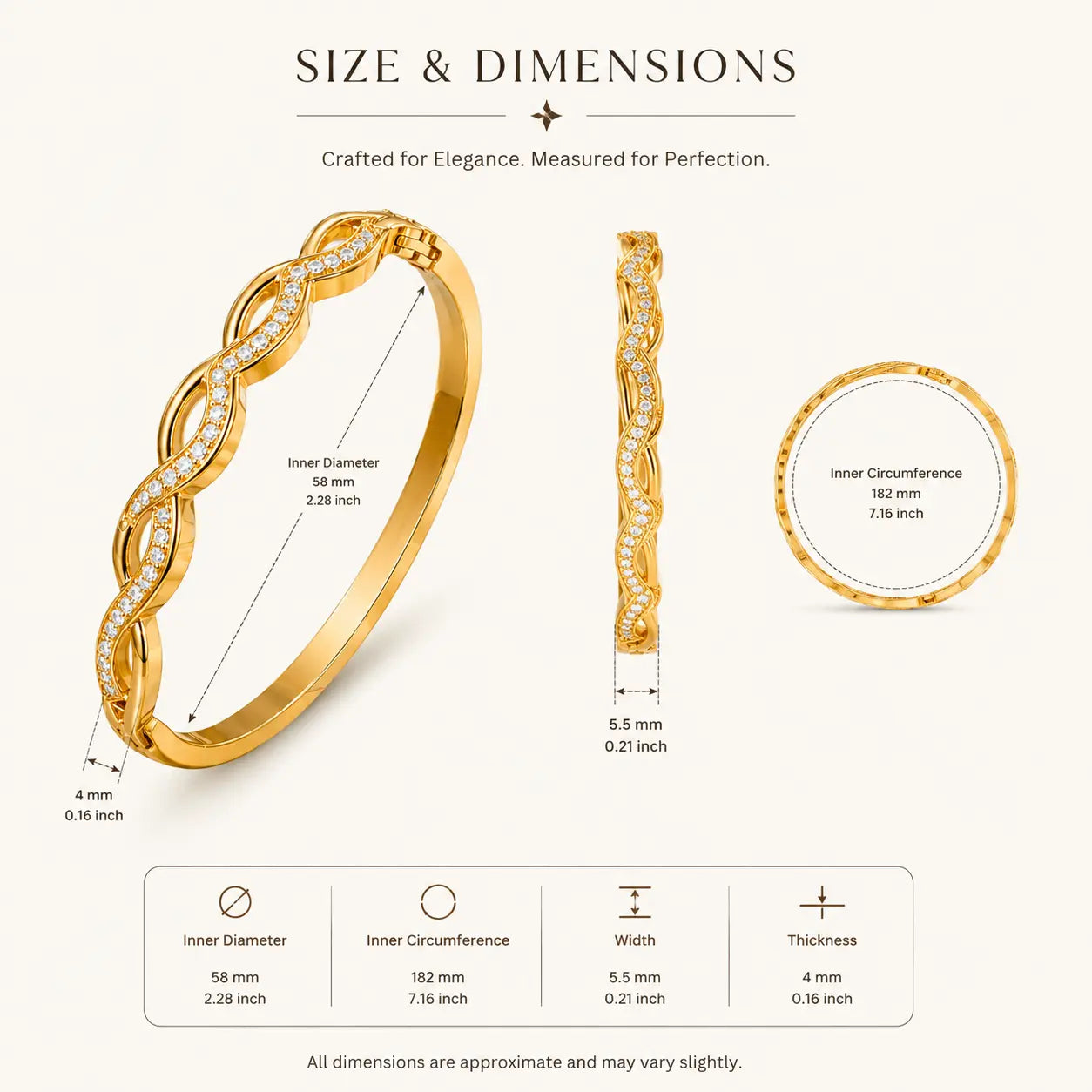 Anti Tarnish Infinity Gold Bracelet Shimmera