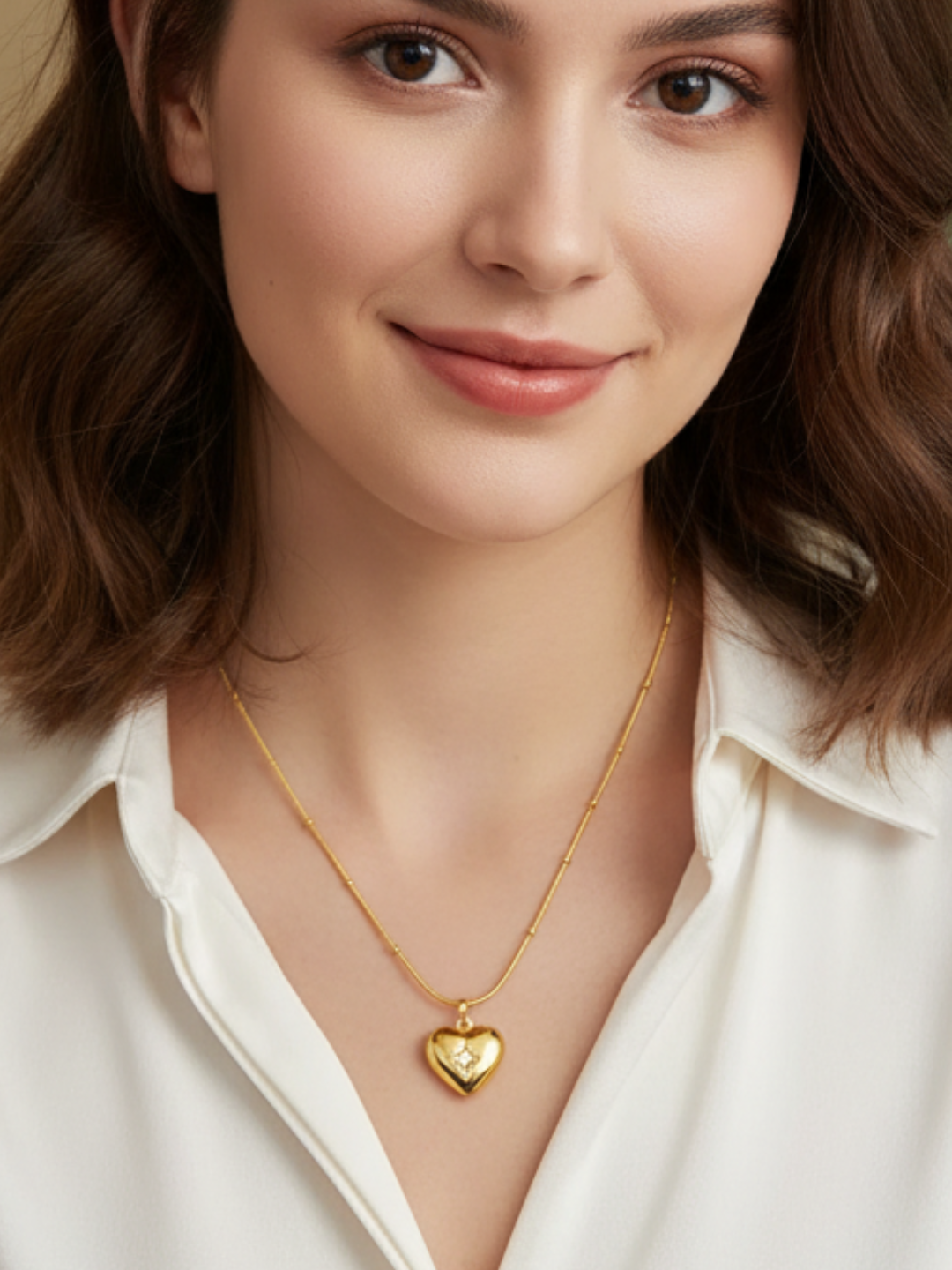 Anti tarnish 18k gold plated heart pendant chain