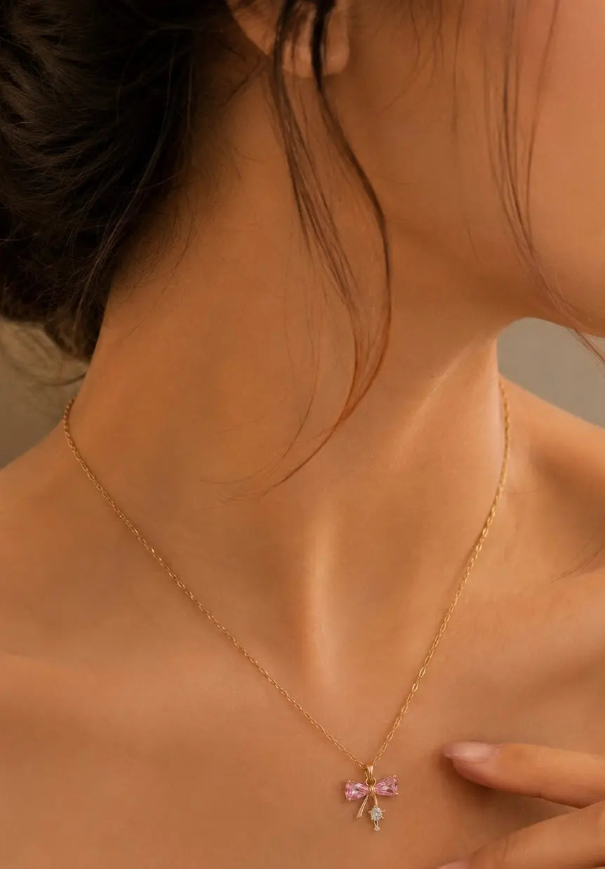 Anti Tarnish 18k Gold plated Bow Pendant Chain My Store