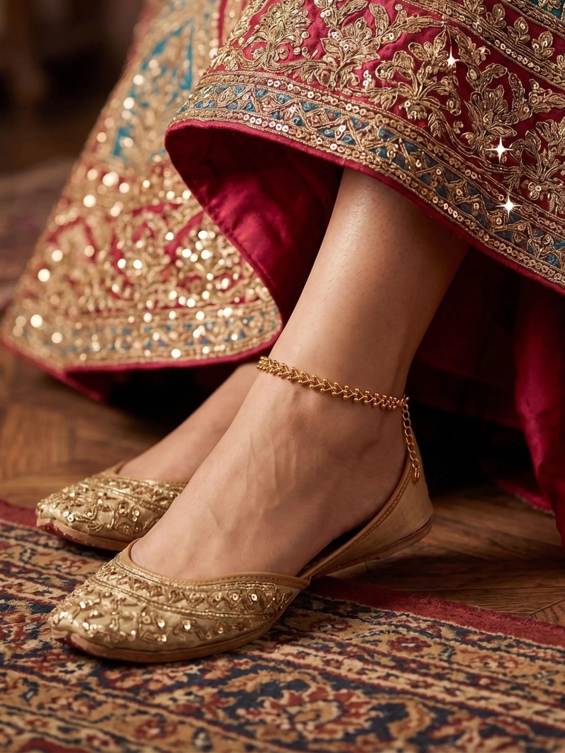 Gold Heart Chain Anklet Shimmera