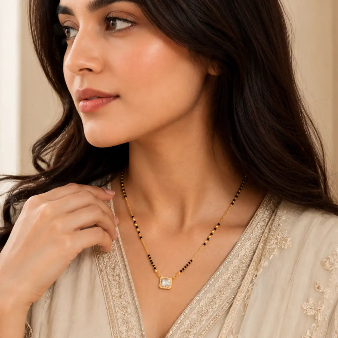 Anti Tarnish Square CZ Mangalsutra Shimmera