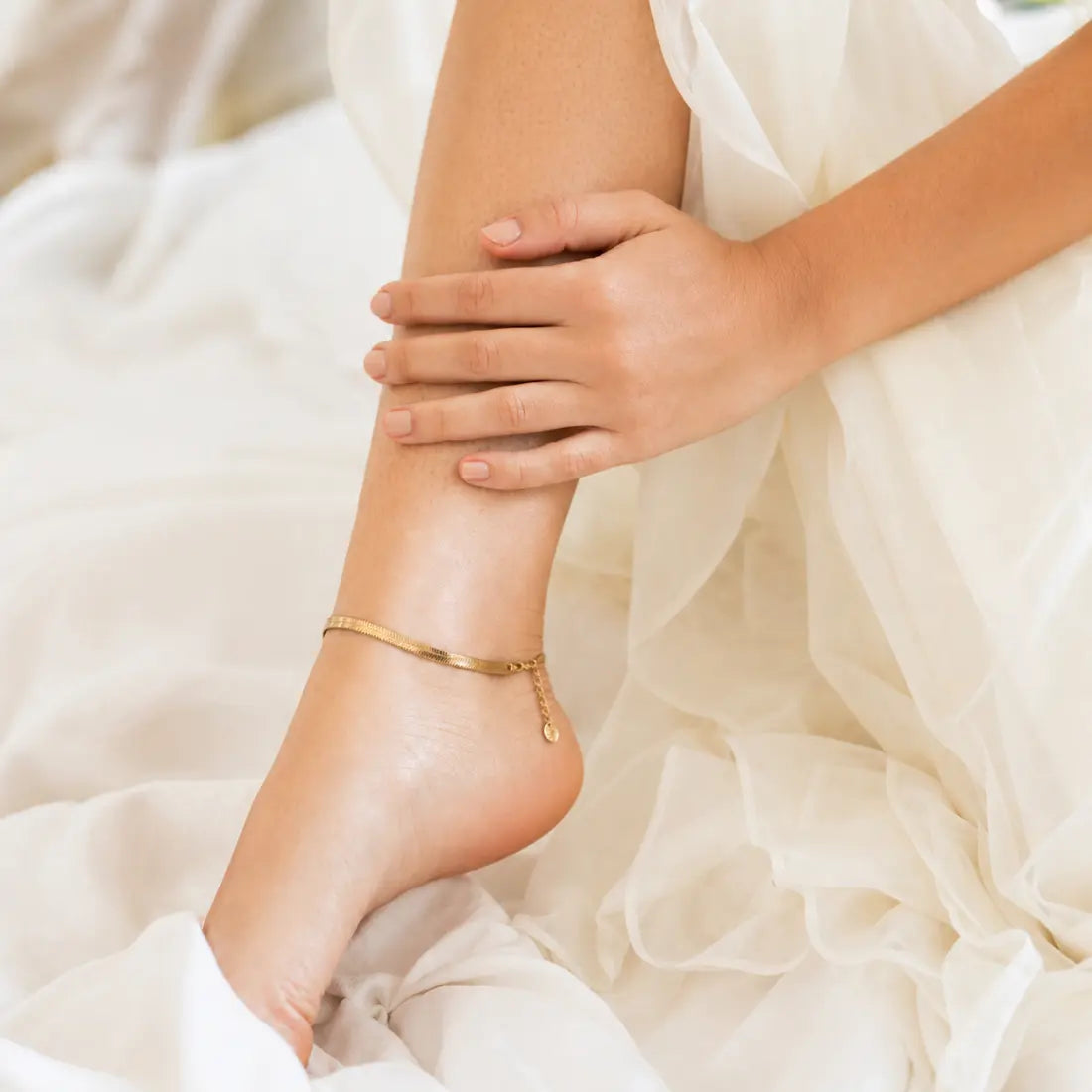 Anti Tarnish Gold Charm Anklet Pair Shimmera