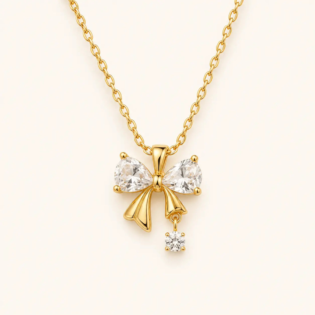 Anti-Tarnish Bow Crystal Pendant Chain Shimmera