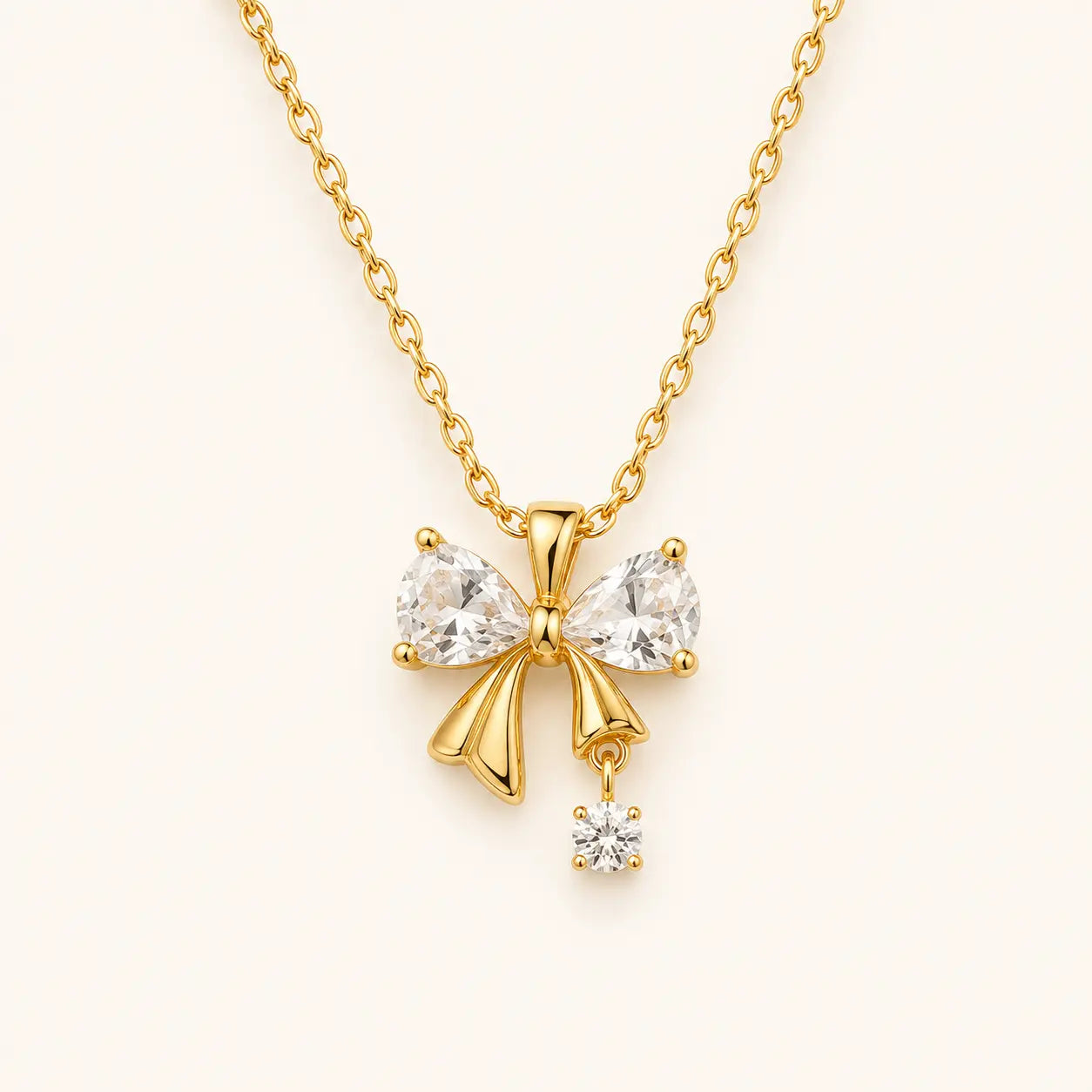 Anti-Tarnish Bow Crystal Pendant Chain Shimmera