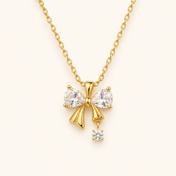 Anti-Tarnish Bow Crystal Pendant Chain