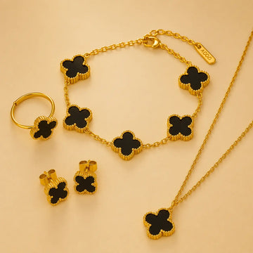 Anti-Tarnish 18K Gold-Plated Clover Jewelry Set Shimmera