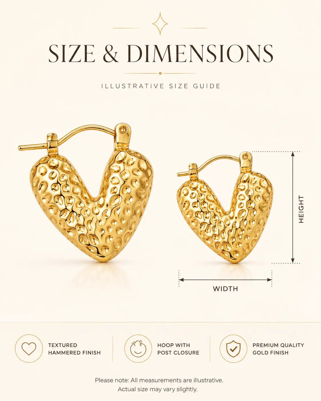 Anti Tarnish Textured Heart Hoop Earrings Shimmera