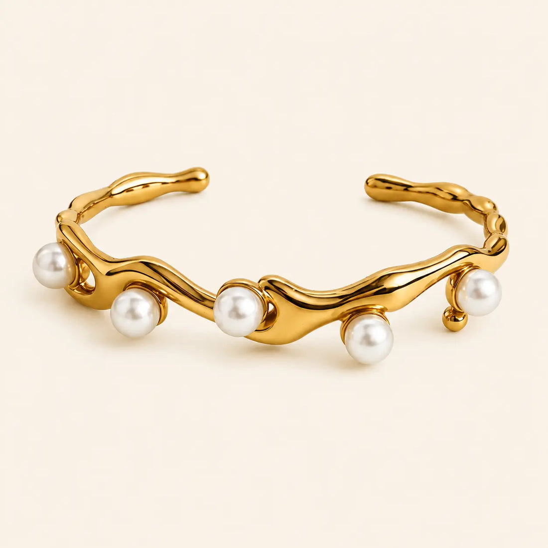 Anti-Tarnish 18K Gold-Plated White Pearl Cuff Bracelet My Store
