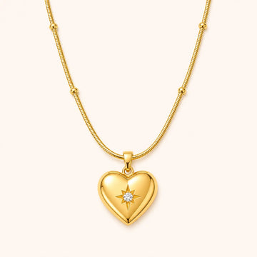 Anti-Tarnish 18K Gold-Plated Heart Pendant Chain Shimmera