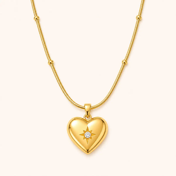Anti-Tarnish 18K Gold-Plated Heart Pendant Chain