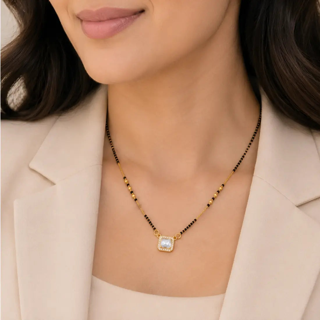 Anti Tarnish Square CZ Mangalsutra Shimmera
