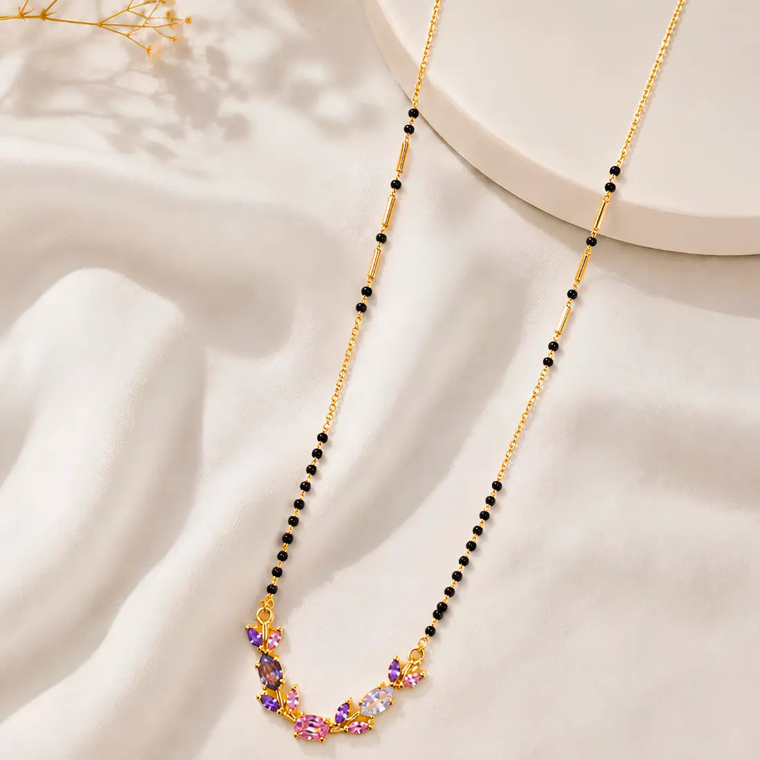 Anti Tarnish Crystal Curve Mangalsutra Shimmera