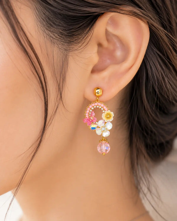 Pastel Butterfly Floral Drop Earrings for Women | Anti-Tarnish Gold-Plated Statement Earrings