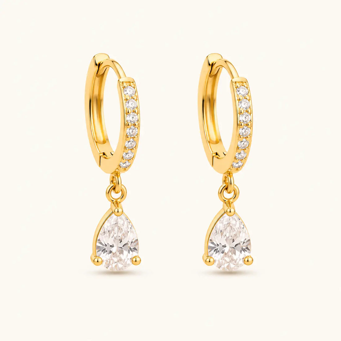 Shimmera Crystal Drop Gold Hoop Earrings | Anti-Tarnish Gold Plated Earrings Shimmera