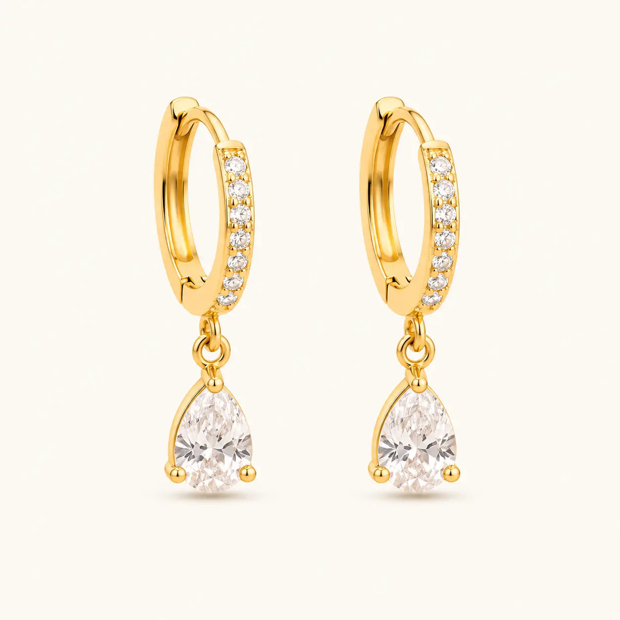 Shimmera Crystal Drop Gold Hoop Earrings | Anti-Tarnish Gold Plated Earrings Shimmera