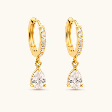 Shimmera Crystal Drop Gold Hoop Earrings | Anti-Tarnish Gold Plated Earrings Shimmera