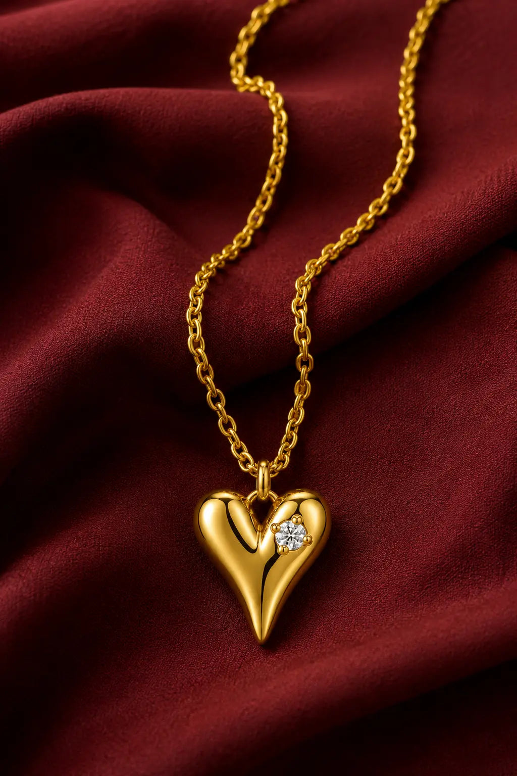 Anti Tarnish Crystal Heart Pendant Chain Shimmera