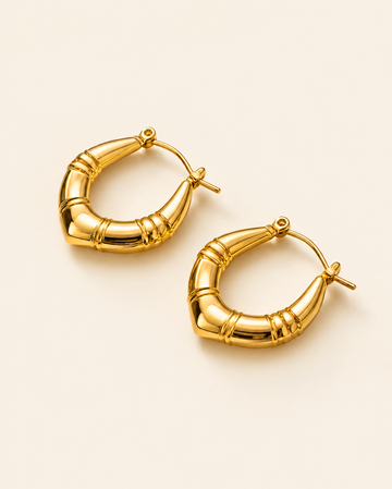 Anti Tarnish Bamboo Hoop Earrings - Shimmera