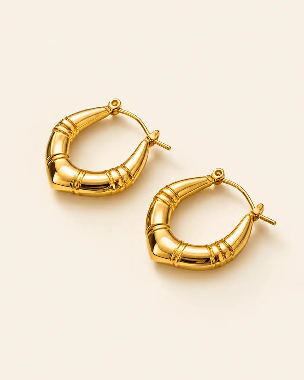 Anti Tarnish Bamboo Hoop Earrings