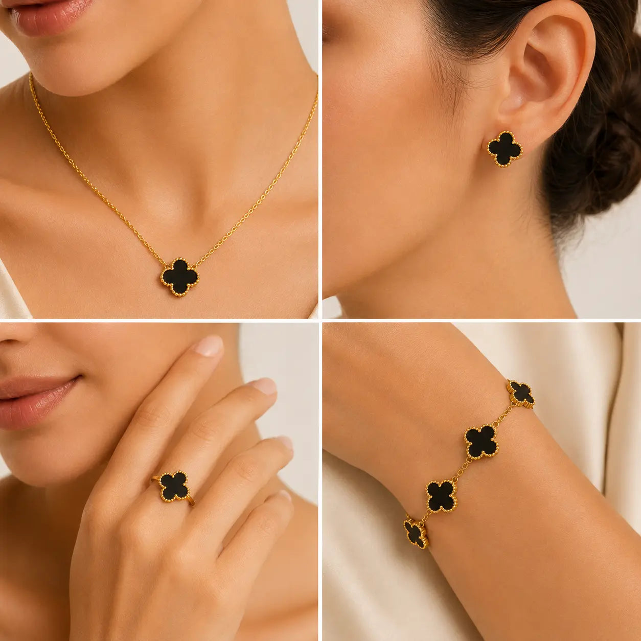 Anti-Tarnish 18K Gold-Plated Clover Jewelry Set Shimmera