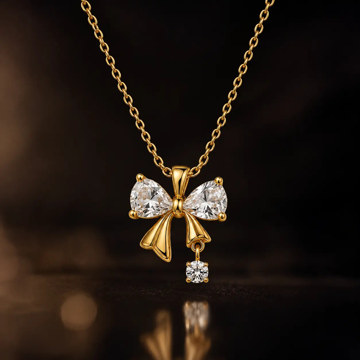 Anti-Tarnish Bow Crystal Pendant Chain Shimmera