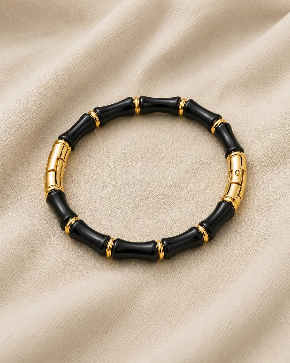 Anti tarnish Black & Gold Bamboo Bracelet Shimmera
