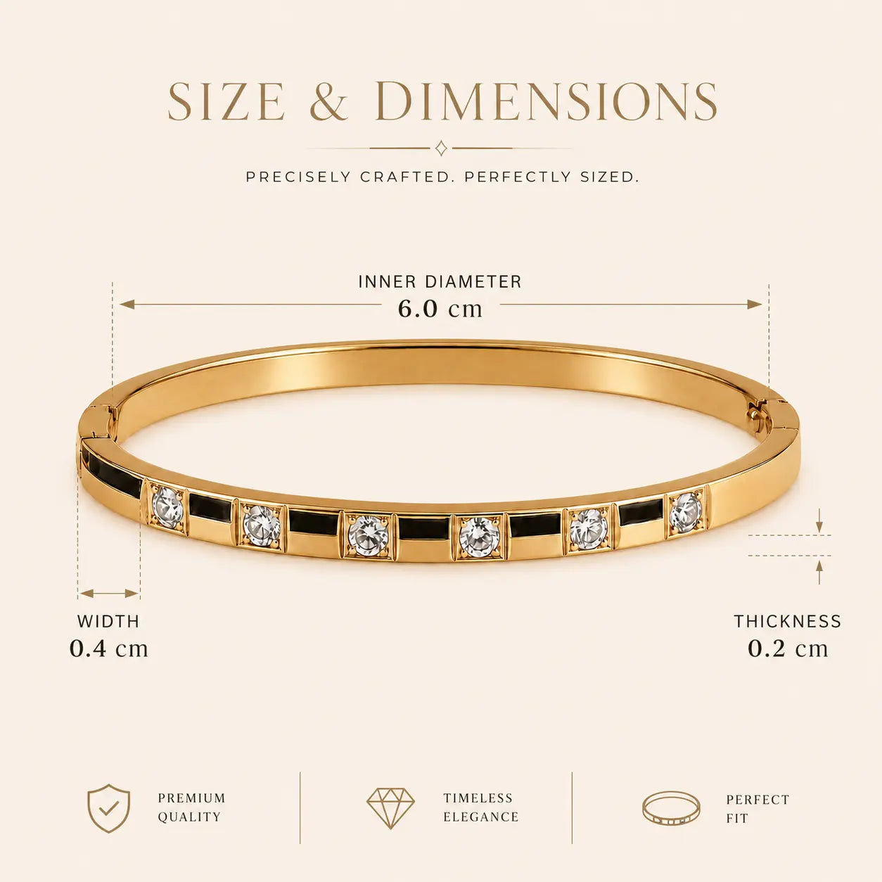 Anti-Tarnish Half-Covered Cubic Zirconia 18K Gold-Plated Bracelet My Store
