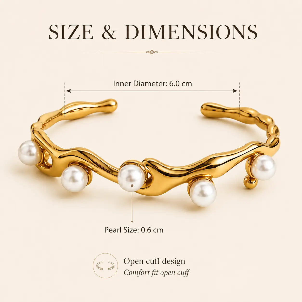 Anti-Tarnish 18K Gold-Plated White Pearl Cuff Bracelet My Store