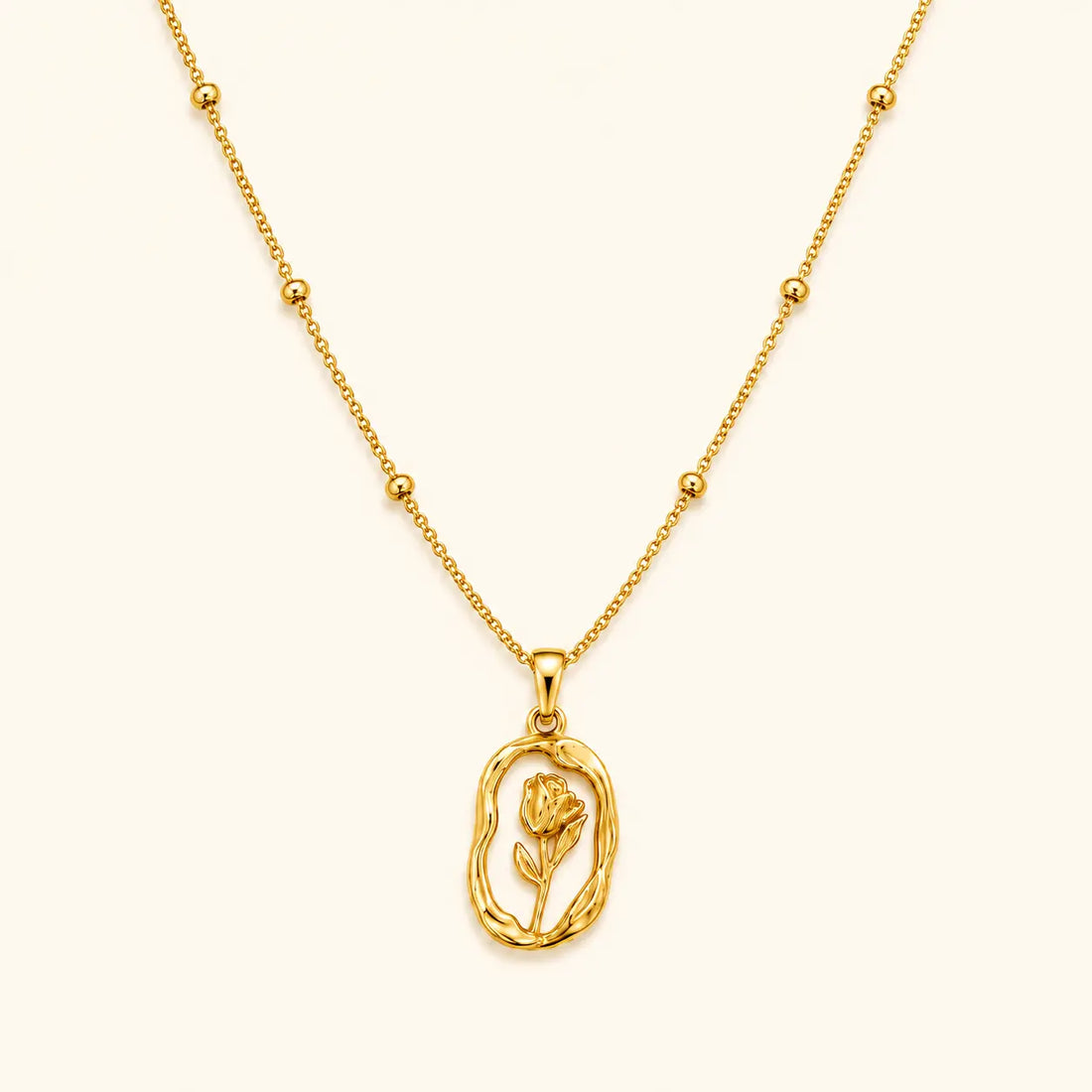 Anti-Tarnish 18k Gold-Plated Floral Design Pendant with Chain Shimmera