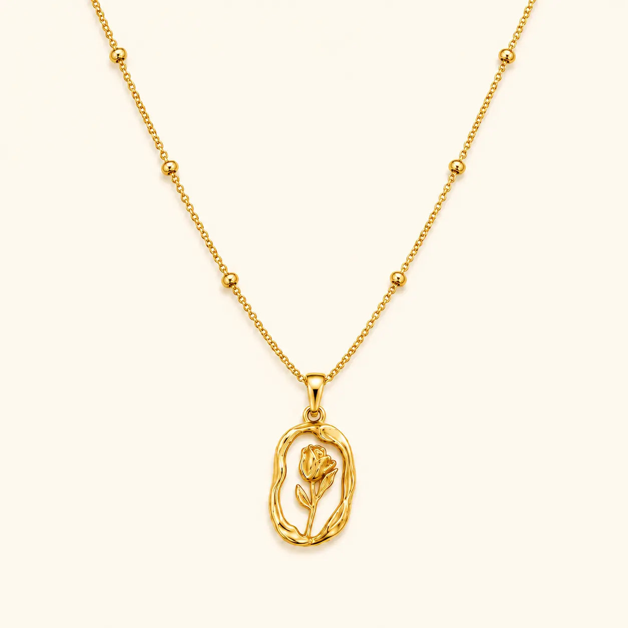 Anti-Tarnish 18k Gold-Plated Floral Design Pendant with Chain Shimmera