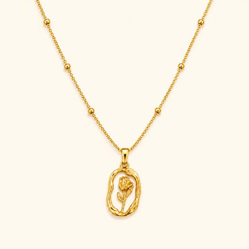 Anti-Tarnish 18k Gold-Plated Floral Design Pendant with Chain Shimmera