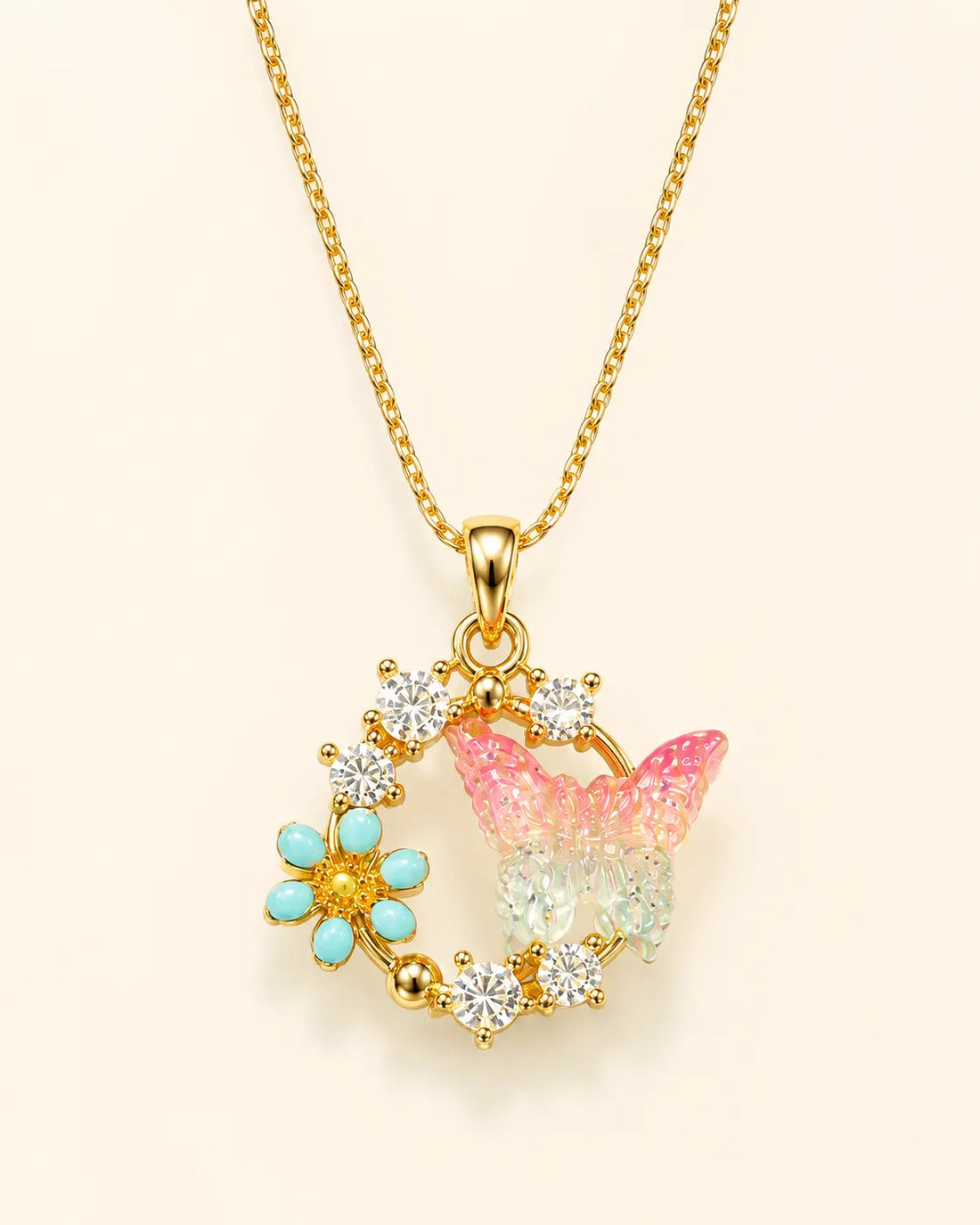 Anti Tarnish Butterfly Bloom Pendant Chain Shimmera