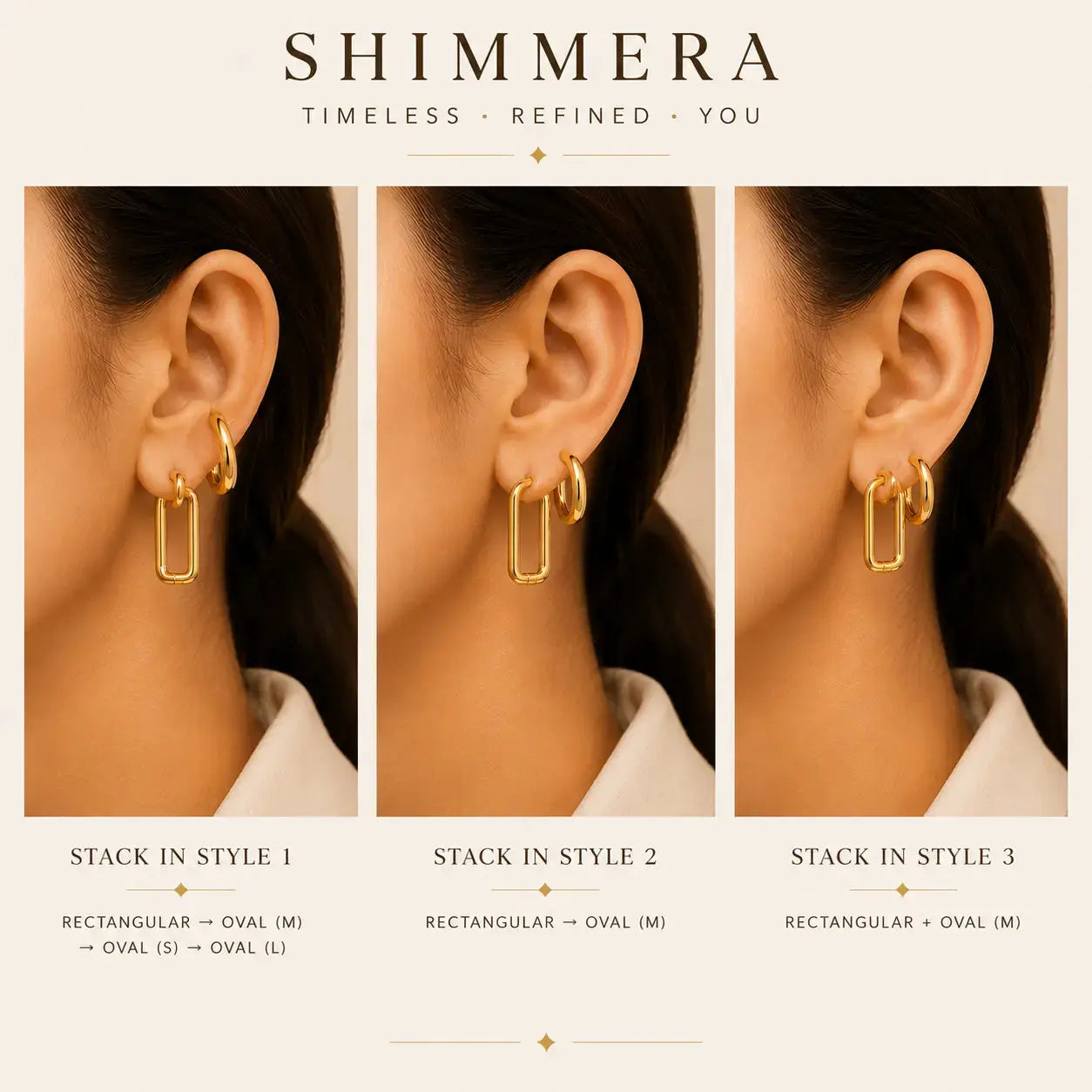 Anti-Tarnish 18K Gold-Plated Stainless Steel Golden Hoop Earrings Set Shimmera