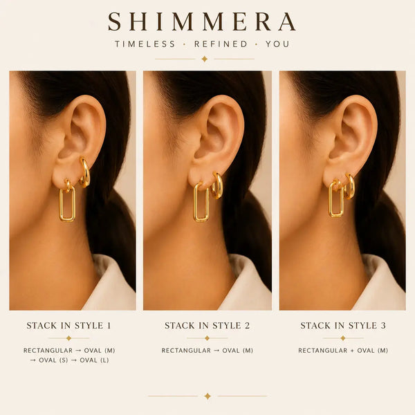 Anti-Tarnish 18K Gold-Plated Stainless Steel Golden Hoop Earrings Set