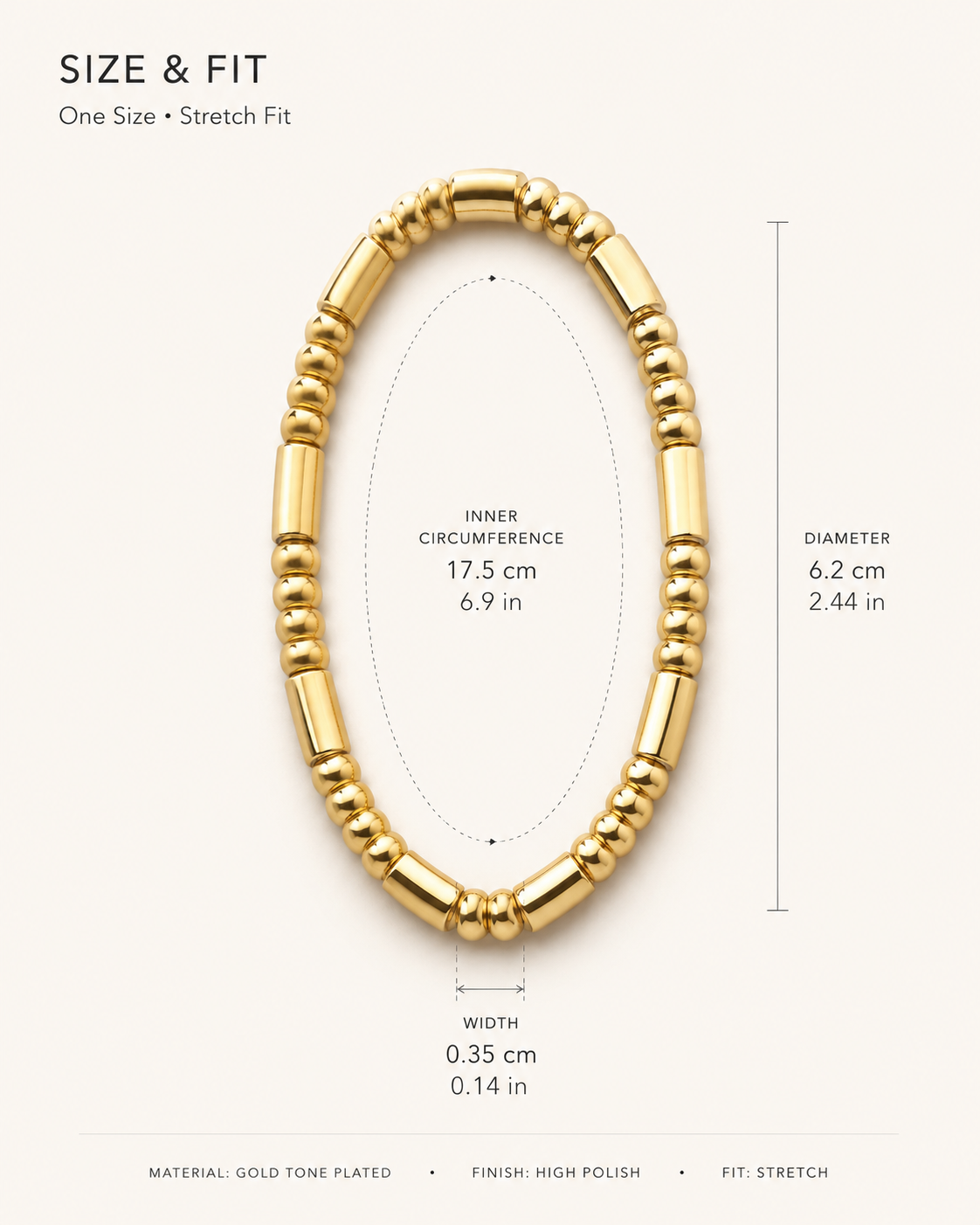 Anti Tarnish Beaded Gold Bracelet Shimmera